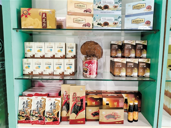 琳瑯滿目的靈芝類產(chǎn)品。