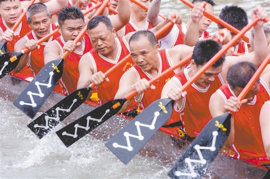 在2025年江海區(qū)禮樂龍舟活動(dòng)中，健兒們展現(xiàn)出“團(tuán)結(jié)拼搏、奮勇爭(zhēng)先”的精神。周華東