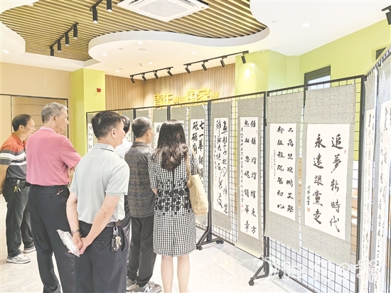 群眾在恩平市黨群服務(wù)中心參觀展覽。