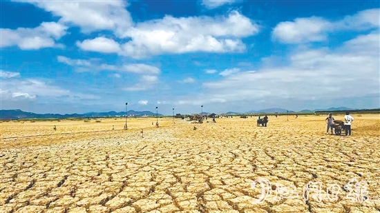 《長安的荔枝》電影劇組在銀湖灣濱海新區(qū)的取景現(xiàn)場。