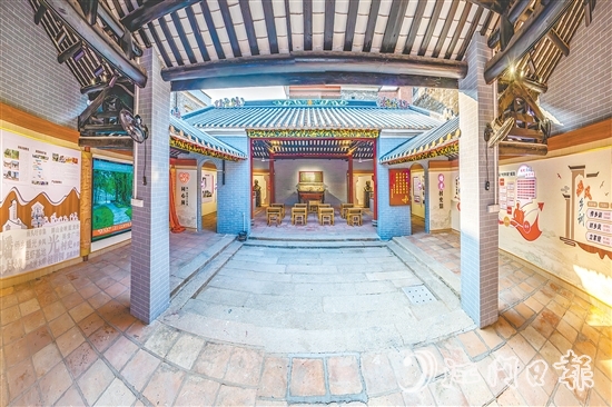 鶴山把村史館建設作為留住鄉(xiāng)愁、激活文脈的“龍頭工程”。圖為桃源鎮(zhèn)蟠光村史館（雪操公祠）。