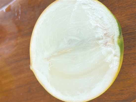 黃晶果的果肉晶瑩剔透，甜度極高，口感宛如天然冰淇淋。